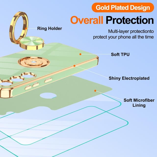 Thumbnail 6 de Gritup Slim Fit Case for Samsung Galaxy S23 Plus (Pea Green) with Ring Kickstand + 2 HD Screen Protectors