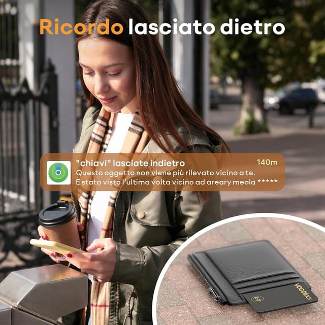 Detalle de VOCOlinc Smart Air Tag Card Bluetooth per portafoglio e oggetti: tracker sottile compatibile con Apple Dov’è (solo iOS) – Nero
