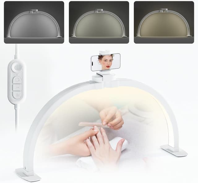 Detalle de Lampada Extension Ciglia 42W Half Moon Light con 364 LED e porta cellulare (bianco, 58 cm)