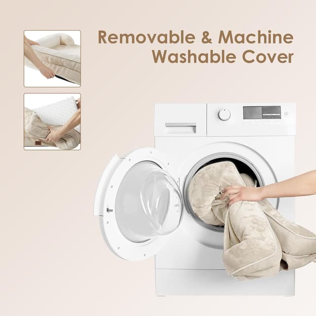 Detalle de EHEYCIGA Orthopädisches Hundebett für kleine Hunde (76 x 51 cm) mit Memory-Schaum, wasserabweisend & rutschfest, beige