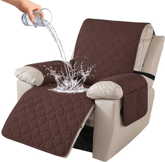 Detalle de Housse de fauteuil relax inclinable électrique 1 place Ystyle 100% étanche, antidérapante et lavable (café)