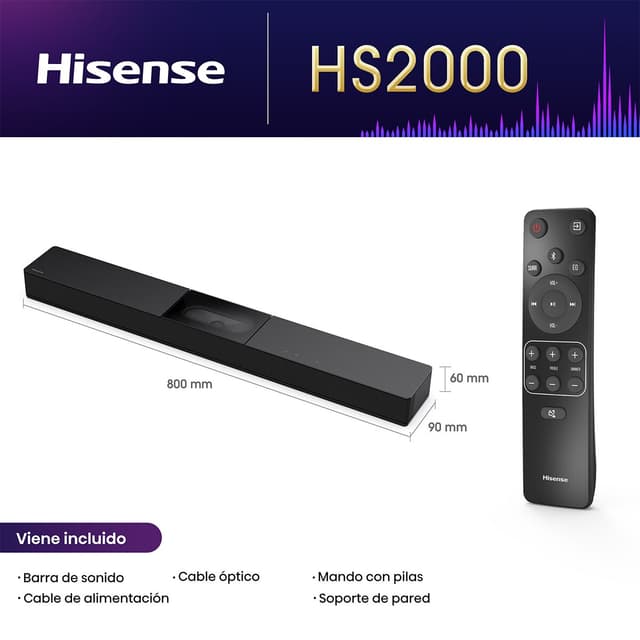 Detalle de Hisense HS-2000 barra de sonido 240 W