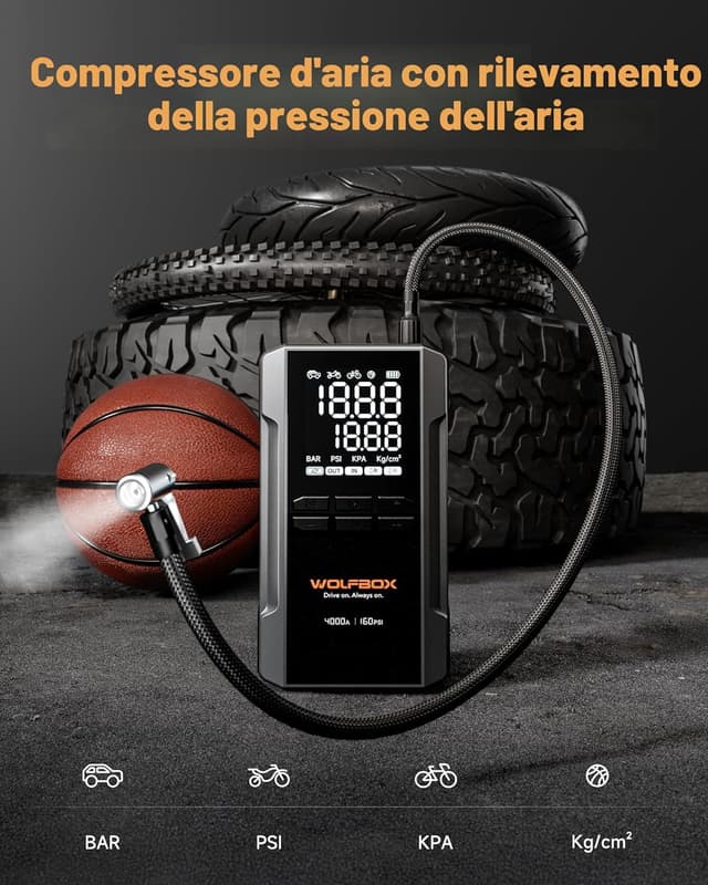 Thumbnail 3 de WOLFBOX Avviatore d’emergenza 4000 A, batteria 24.000 mAh