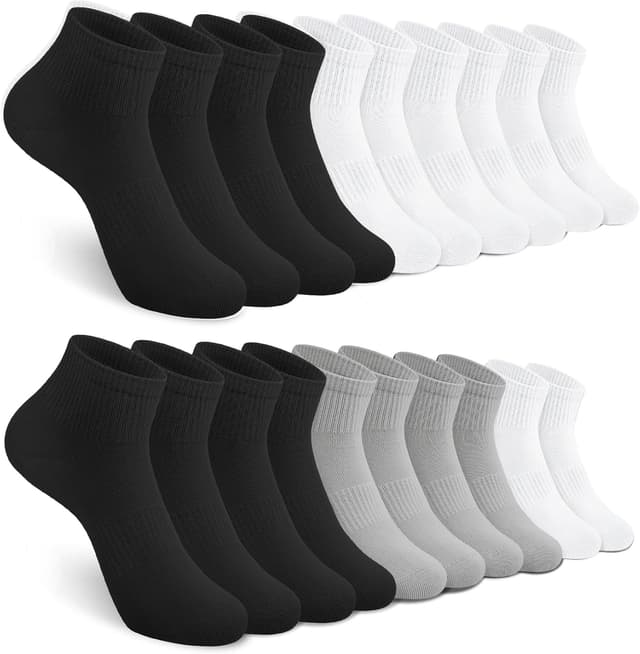 Detalle de Tialfas 10 Pairs Women’s Trainer & Running Socks (4–7) – Breathable Cotton Ankle Quarter Socks, Multipack