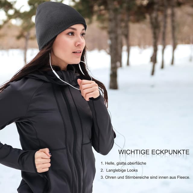 Detalle 2 de Warme Strickmütze mit Doppel-Layer für Winter