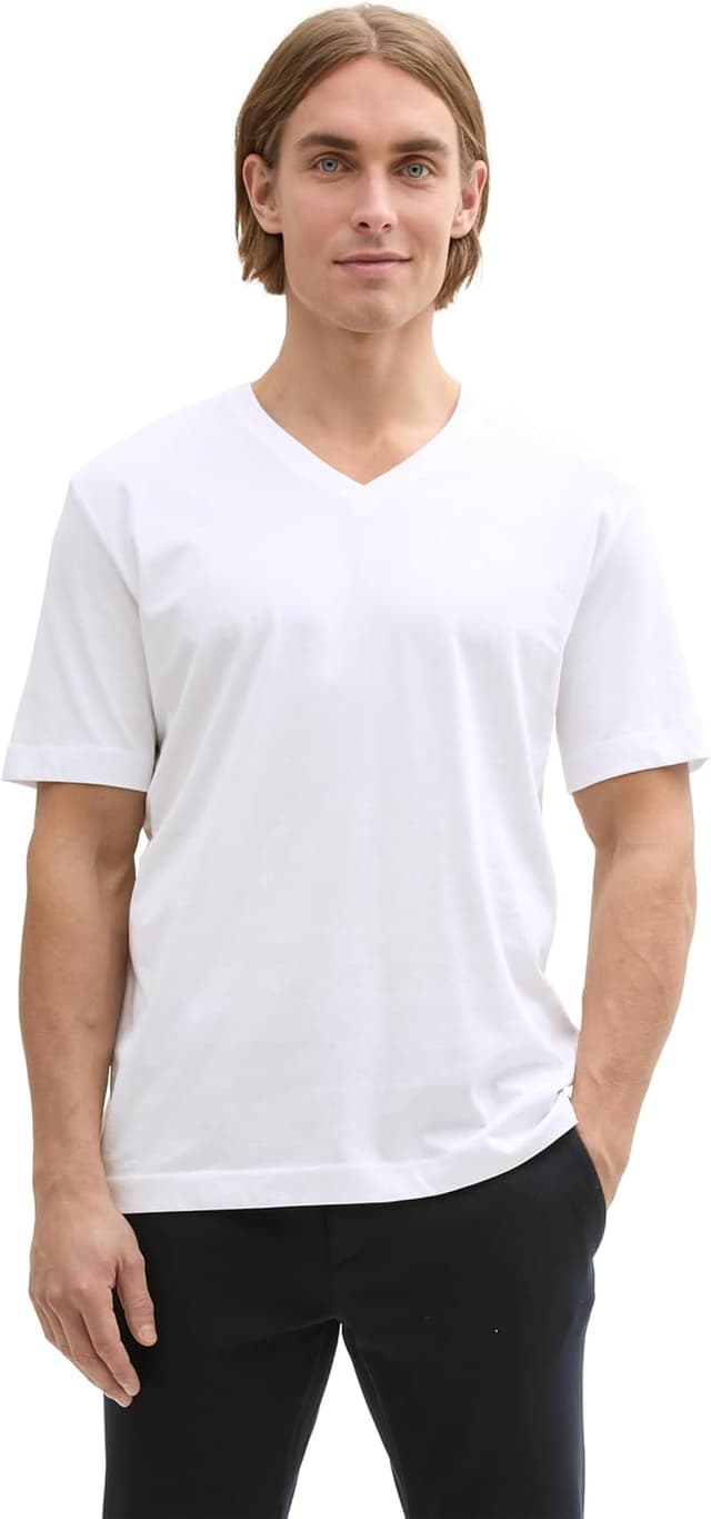 Detalle de Tom Tailor 1045834 T-Shirt uomo basic con logo ricamato in cotone