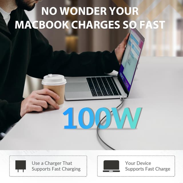 Detalle 2 de iDsonix USB-C to USB-C Charger Cable 100W, 2m (2-pack)