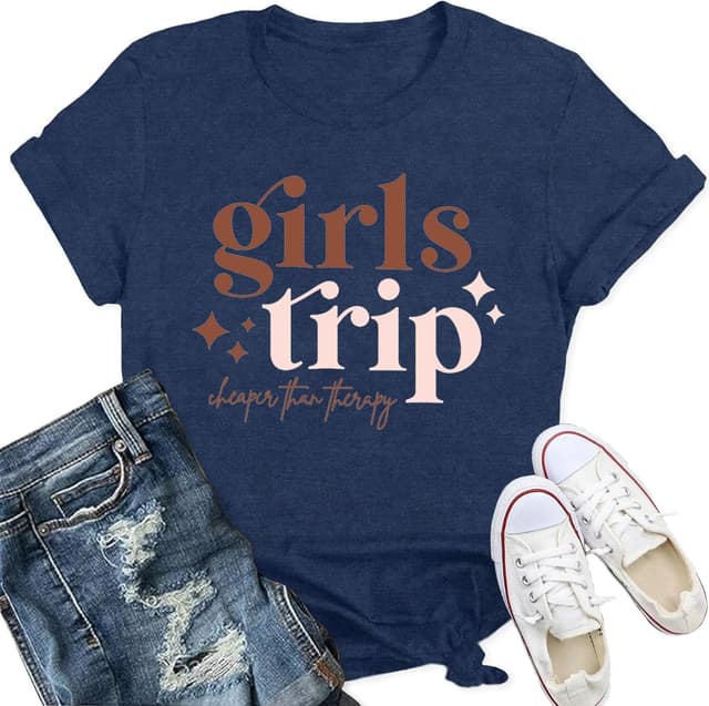 Thumbnail 6 de Qskall Girls Trip T Shirt for Women – “Trip Cheaper Than Therapy” Vacation Tee (S–XXL)