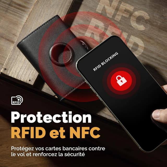 Thumbnail 1 de YESIIW Airtag Porte Carte Slim RFID Noir