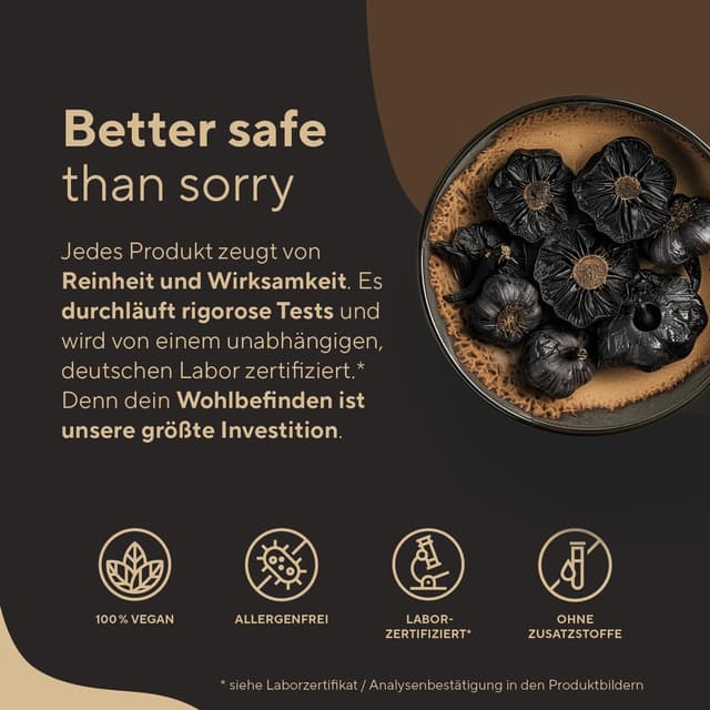 Detalle de True Nature Schwarzer Knoblauch Extrakt (15:1) mit S-Allylcystein (SAC) – 360 Kapseln für ca. 6 Monate