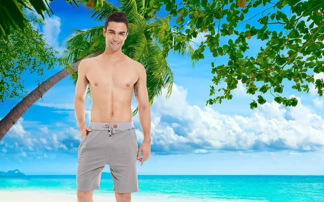 Detalle 2 de QPNGRP Men’s Casual Shorts with Drawstring, Zipper Pockets, and Elastic Waist