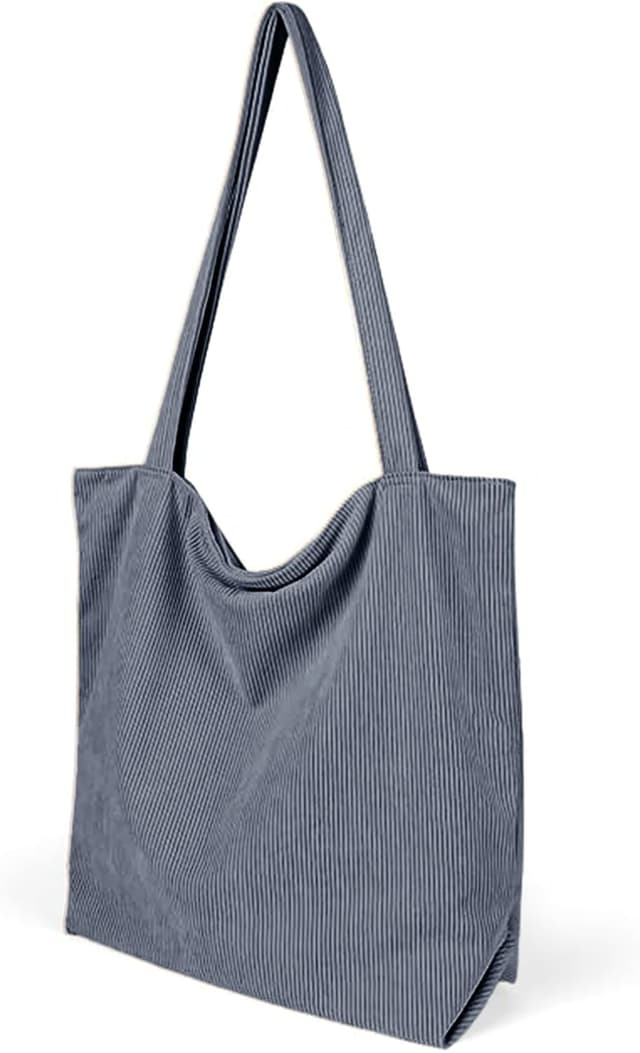 Detalle de Flintronic Tote Bag in velluto a coste con zip: borsa a mano e a tracolla per lavoro, scuola e shopping