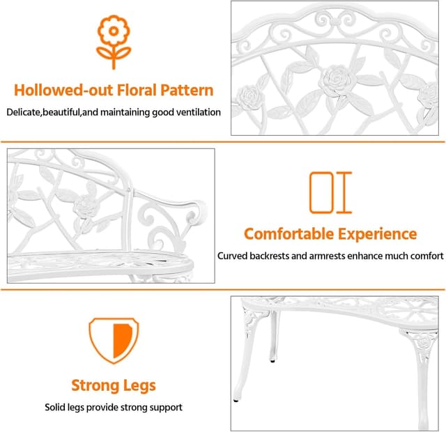 Thumbnail 3 de Yaheetech Banco jardín 2-3 plazas Blanco