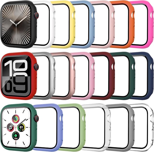 Thumbnail 6 de Tiorecime lot de 20 coques + protection écran en verre trempé pour Apple Watch Series 9/8/7 (45 mm)