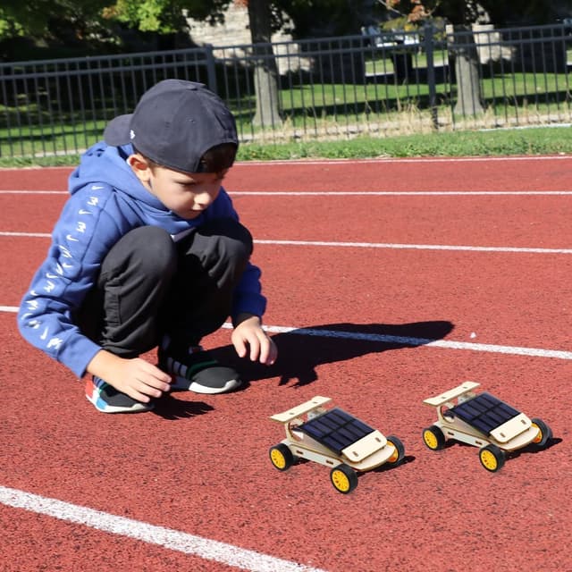 Detalle 2 de STEM Kits for Kids Ages 8-14 (4 Wooden Kits): Solar Car, Solar Plane, Wind Car & Electric Fan Building Set