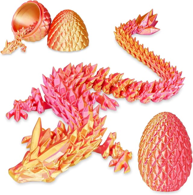 Detalle de Surprise Dragon Egg with Dragon Inside – 3D printed dragon fidget toy (Orange Red, Medium)