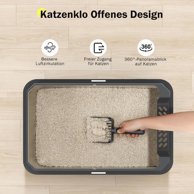 Detalle de MIXJOY Katzenklo Edelstahl XL (28 l) mit hohem Rand, auslaufsicher, 56,5 x 36,5 x 25,5 cm