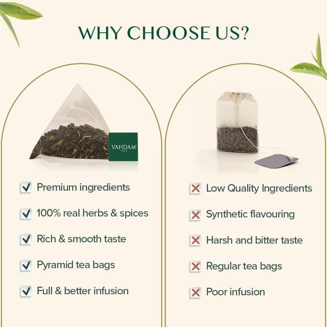 Detalle de VAHDAM Himalaya Oolong Teebeutel (100 Teebeutel) – Oolong aus der Höhe, heiß, eiskalt oder als Kombucha