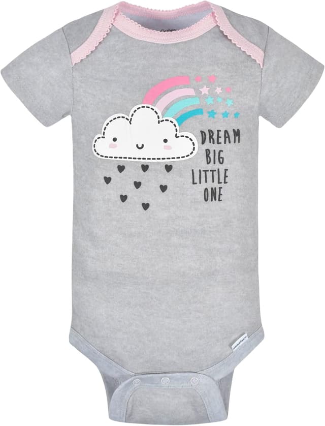 Detalle de Lot de 8 bodies bébé fille Gerber en coton côtelé, motif nuages