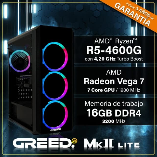 Detalle 2 de GREED MK2 Lite Ryzen 5 4600G 512 GB SSD