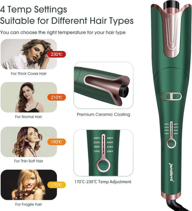 Detalle de janelove automatic hair curler 170°-230°