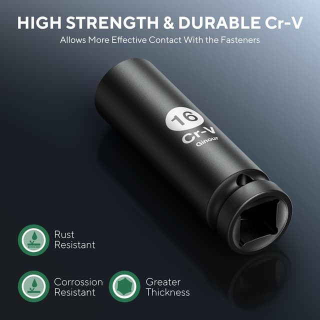 Thumbnail 4 de Ginour 20PCs Impact Socket Set 8–24mm