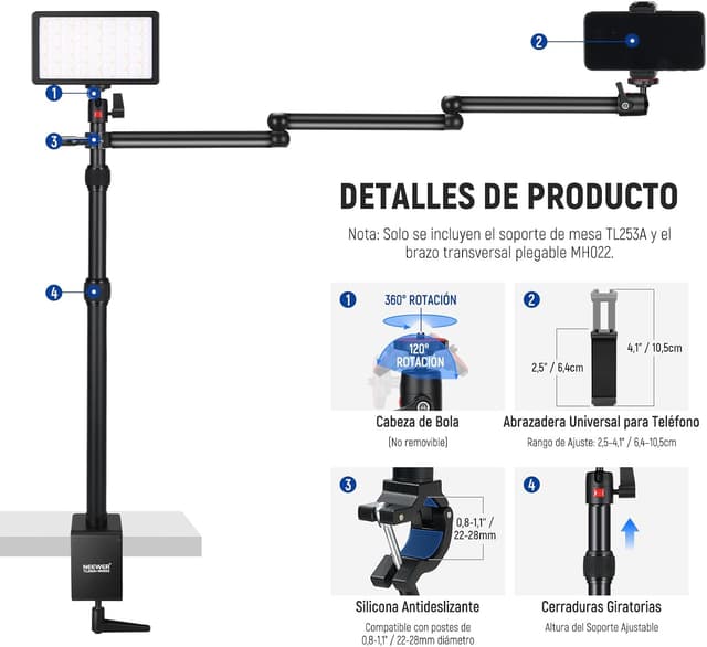 Thumbnail 4 de NEEWER TL253A - Soporte de Mesa Telescópico para Cámara