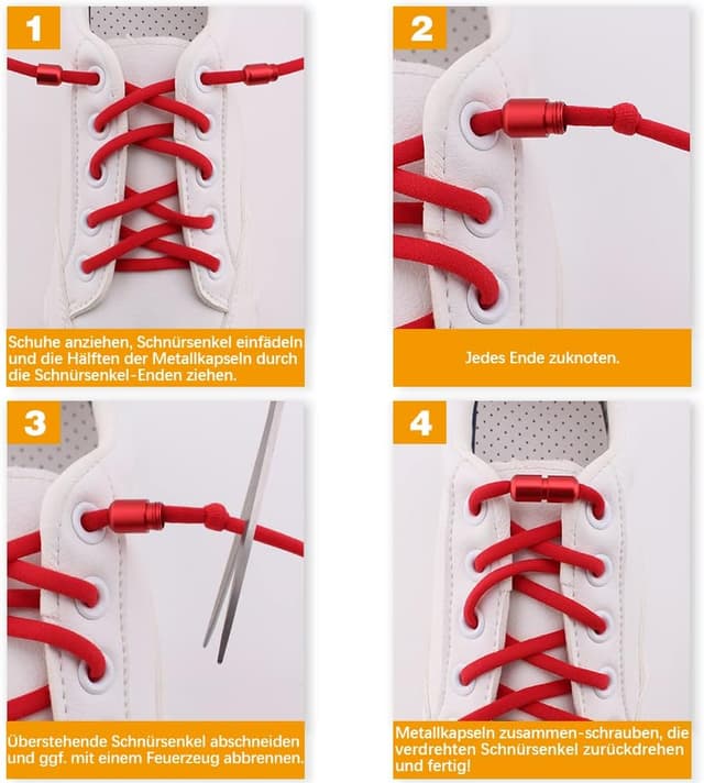 Detalle 2 de RJ-Sport 2 Paar elastische Schnürsenkel mit Schnellverschluss (Schnellschnürsystem) – ohne Binden