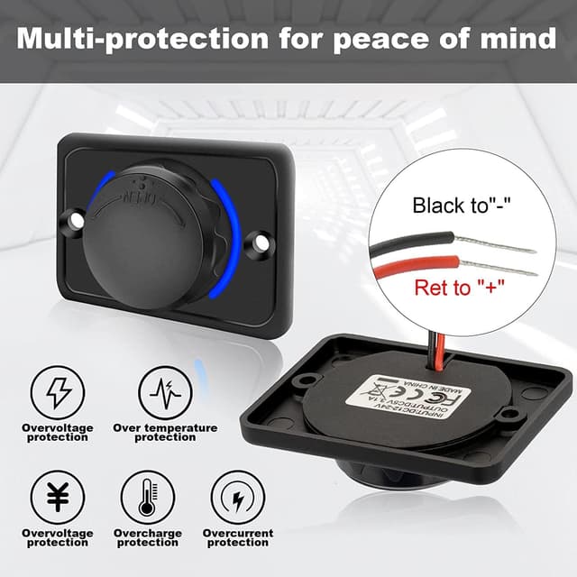 Detalle de Libershine Car USB Charger (Dual USB, 3.1A) 12-24V Waterproof Charging Panel for Motorcycles, Marine, Trucks & RVs