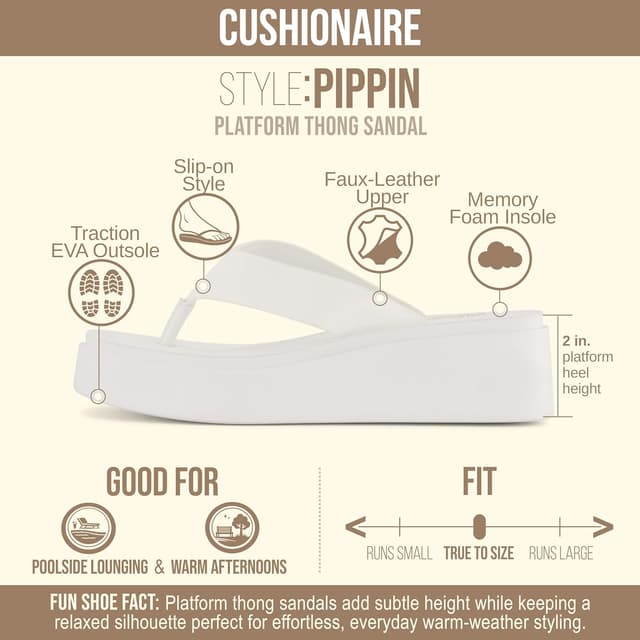 Detalle 2 de CUSHIONAIRE Pippin Chunky Platform Flip Flops for Women with Cushioned Footbed