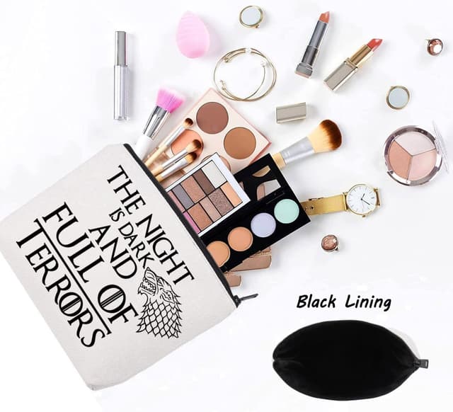 Thumbnail 2 de Game of Thrones cotton canvas cosmetic make-up bag (The Night Is Dark and Full of Terrors) by LEVLO