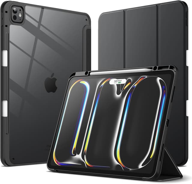 Detalle de JETech Case for iPad Pro 13-inch M5/M4 (2025/2024) with Pencil Holder – clear slim stand cover (Black)