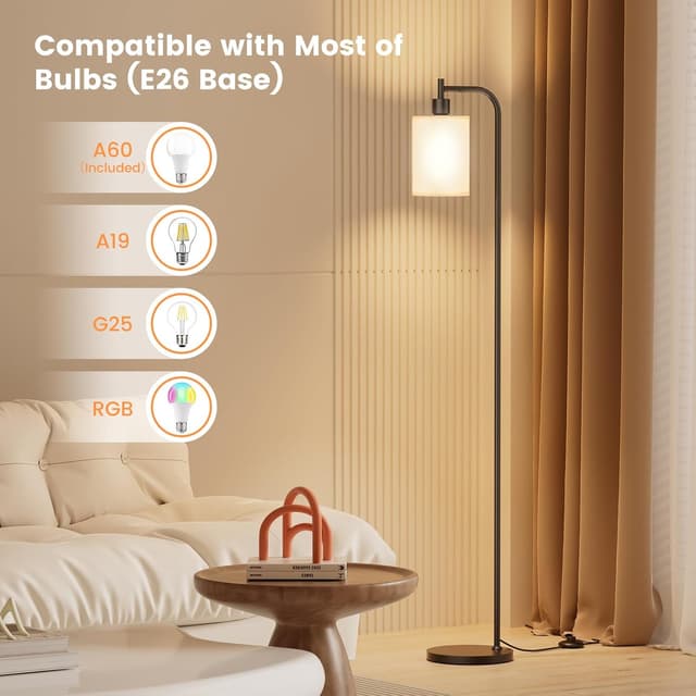 Detalle 2 de SIBRILLE Dimmable Floor Lamp with Linen Shade, Remote Control & 3 Colour Temperatures (9W LED included)
