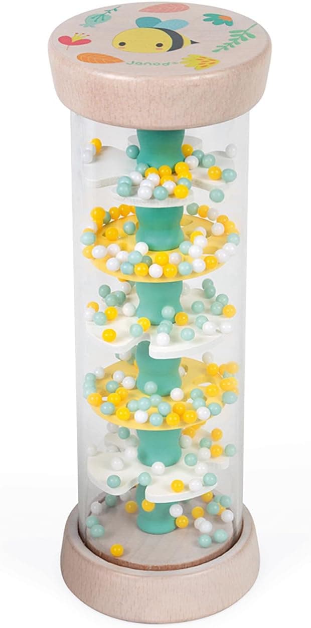 Detalle 2 de Janod Bâton de Pluie en bois Collection Pure (dès 6 mois) – jouet d’éveil pour motricité fine et stimulation visuelle