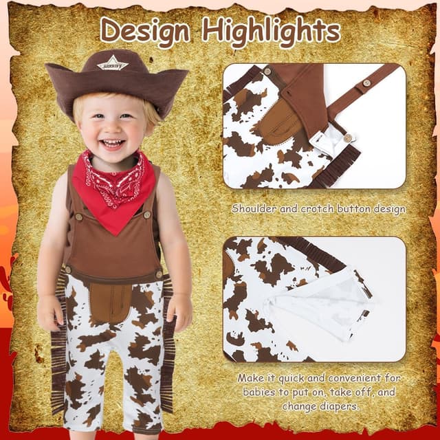 Thumbnail 3 de Vicloon Cowboy Costume Bambino con Cappello