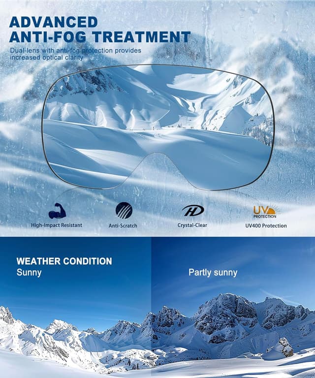 Thumbnail 6 de QALLY Ski Goggles 100% UV Anti-Fog