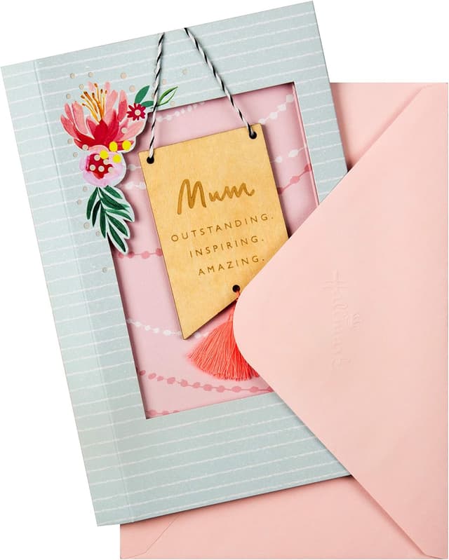 Detalle de Hallmark Mother’s Day Card for Mum (3D & Pop Up) with Wooden Hanging Keepsake Decoration