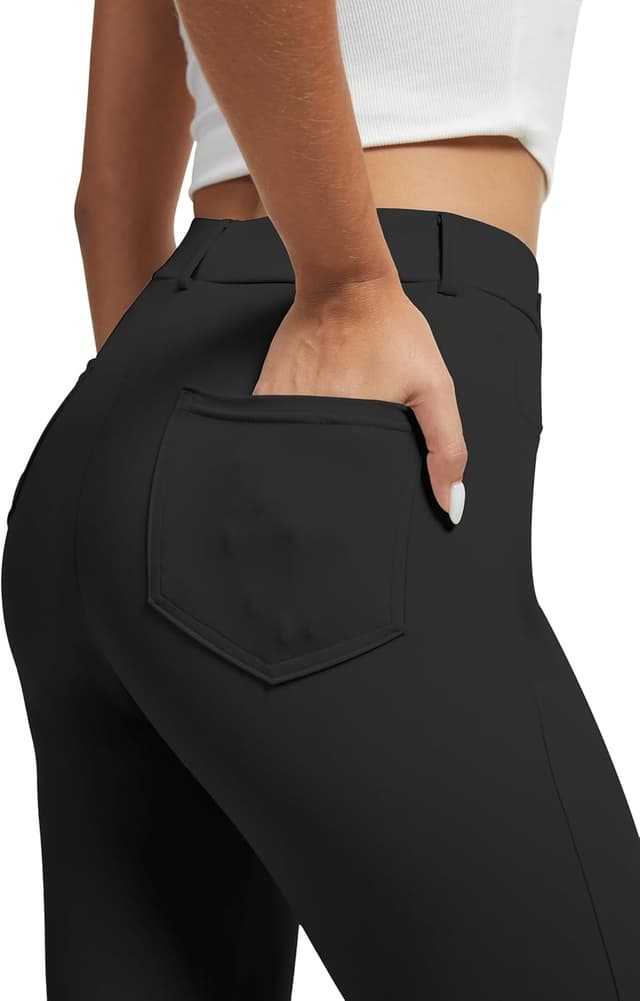 Detalle de VIMPEP Women’s Stretchy Yoga Dress Pants 1202 High-Rise Straight Leg with Pockets (Petite/Regular)