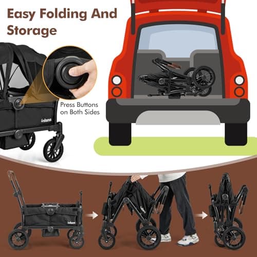 Thumbnail 5 de INFANS Wagon Stroller for 2 Kids with Removable Canopy 🚼