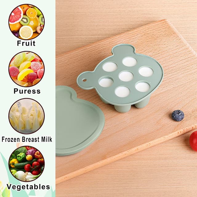 Detalle de Gedebey 6-in-1 Baby Fruit Feeder Pacifier & Baby Food Feeder Set (Silicone Popsicle Mold + Teether, 3 Sizes)