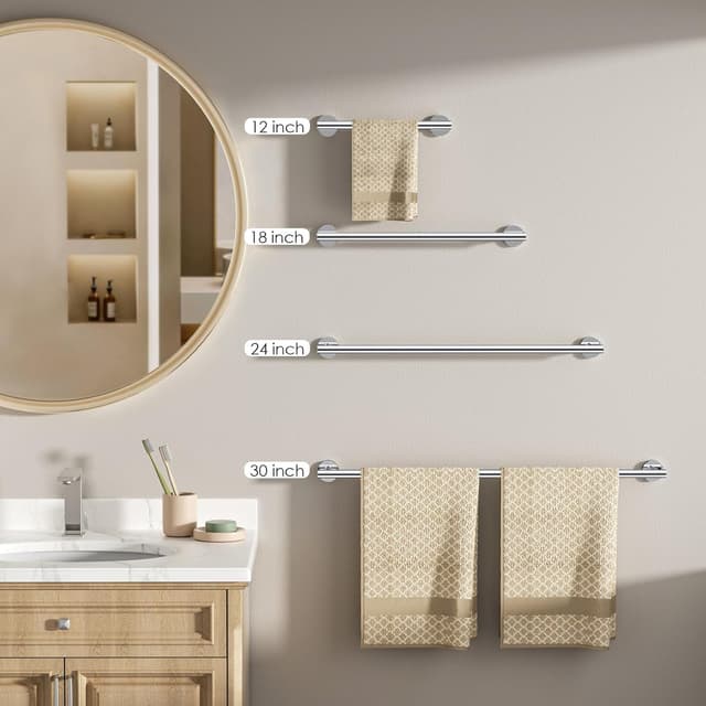 Thumbnail 2 de FORIOUS Towel Bar Wall Mounted 32 Inch Chrome
