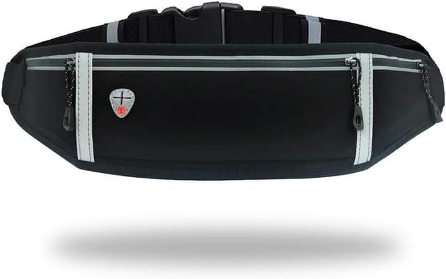 Detalle de GORWRICH Running Belt with Waterproof Adjustable Elastic Strap (Full Black)