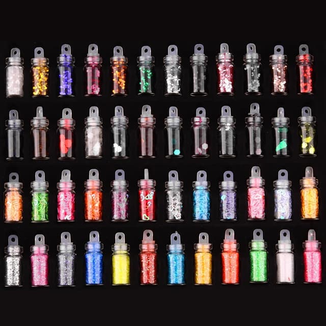 Detalle de Eddrfy 48-teiliges Glitzerpulver-Set für Basteln, Gesicht, Nägel und Party-Make-up