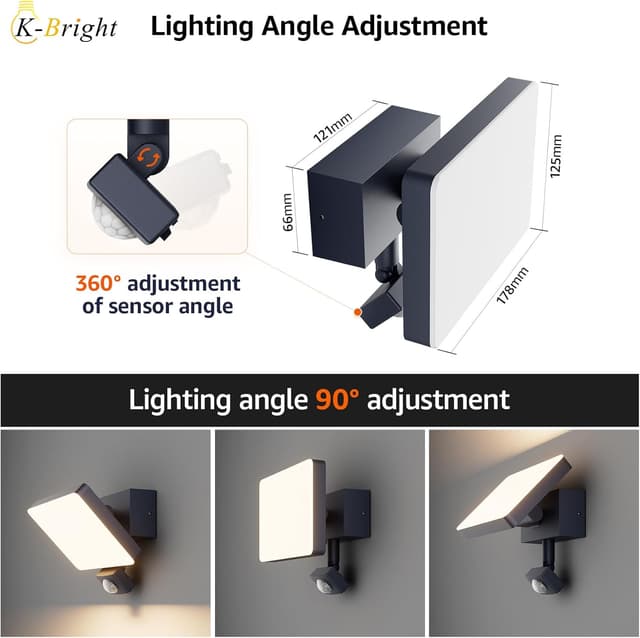 Detalle 2 de K-Bright Außenwandleuchte 24 W mit Bewegungsmelder