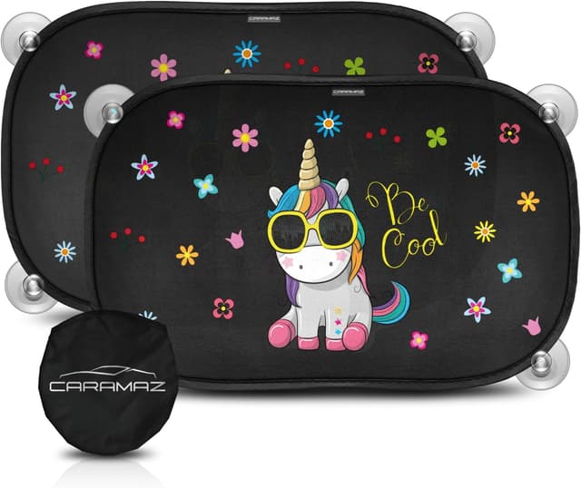 Detalle 2 de CARAMAZ Car Window Shades for Baby (48 x 30 cm) – Turtle Design, UV Protection, Pack of 2 with Suction Cups