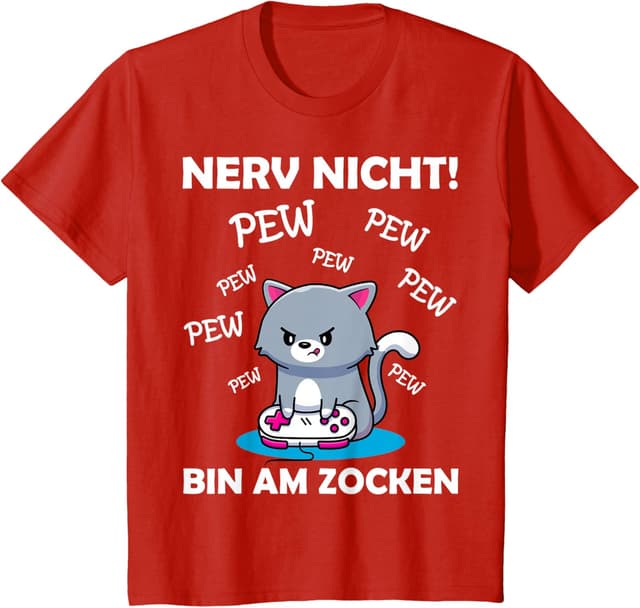 Detalle 2 de Gaming Katze T-Shirt als Gamer Spruch