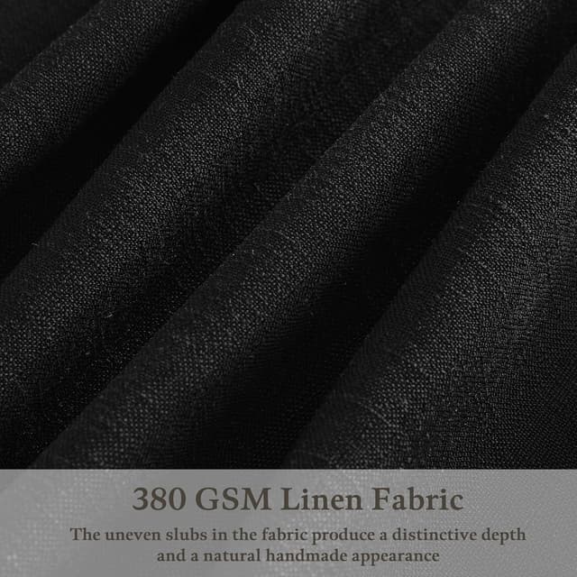 Detalle de Black Pinch Pleated Linen Curtains, 105 Inches Long (2 Panels Set) with Memory-Shaped Pleats