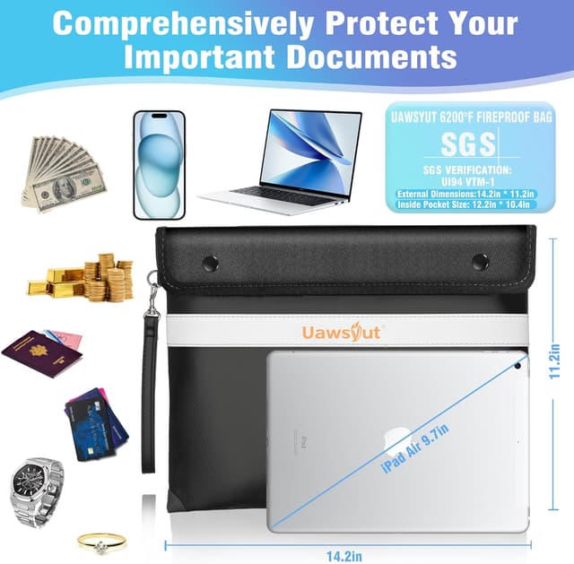 Thumbnail 2 de Fireproof Document Bag 14.2"x11.2" 🔒