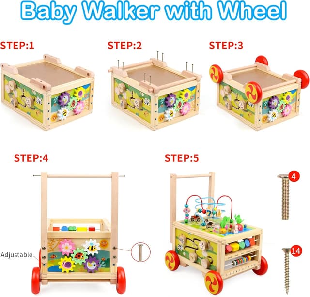 Detalle 1 de KABENFIS Wooden Activity Cube with wheels 🚂