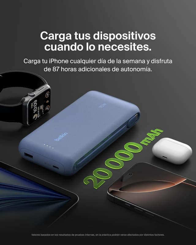 Detalle 2 de Belkin BoostCharge Power Bank 20K ⚡ Carga rápida USB-C
